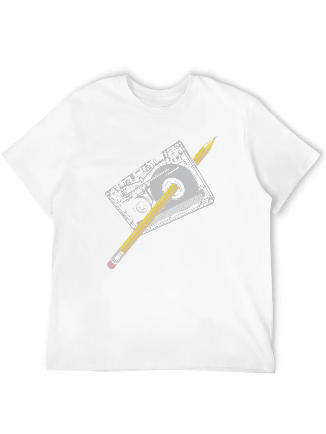 Cassette With Pencil Unisex Short Sleeve Soft Cotton T-Shirt – Casual Everyday Wear
