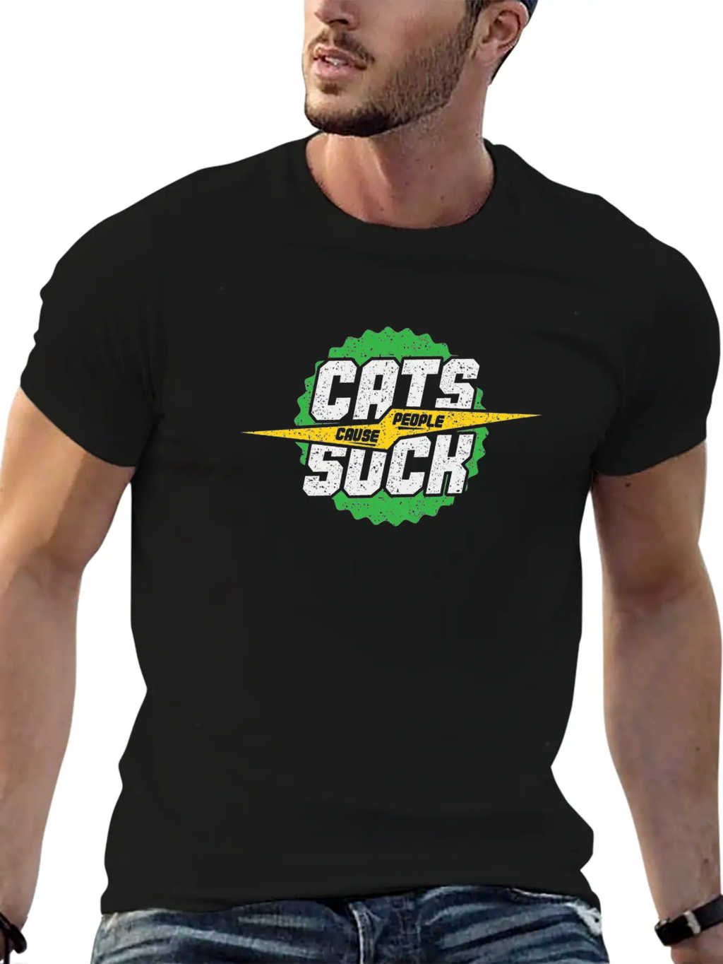 Cat Cause People Suck Gift Idea Green Unisex Casual T-Shirt – Clean Design For Daily Comfort