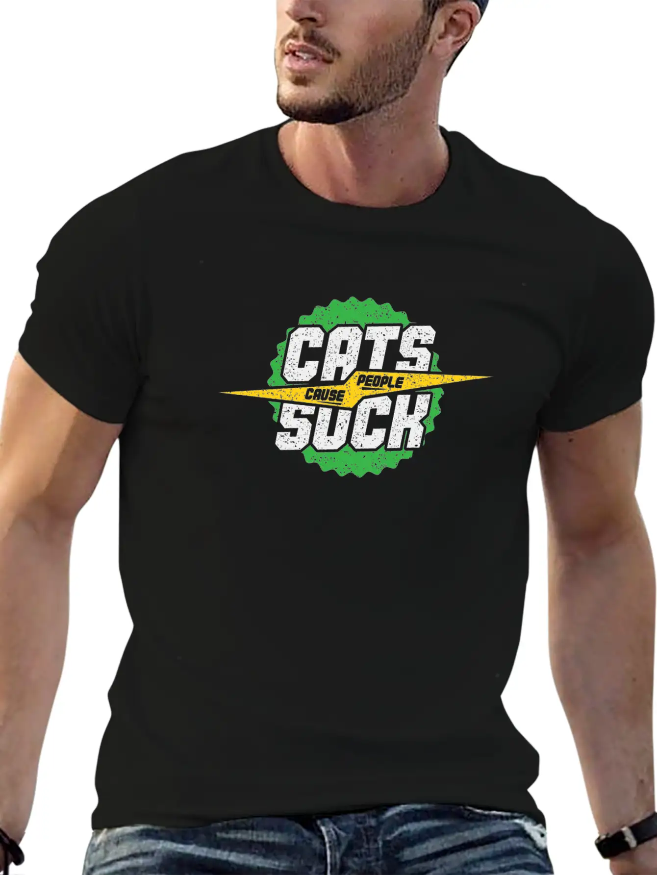 Cat Cause People Suck Gift Idea Green Unisex Casual T-Shirt – Clean Design For Daily Comfort