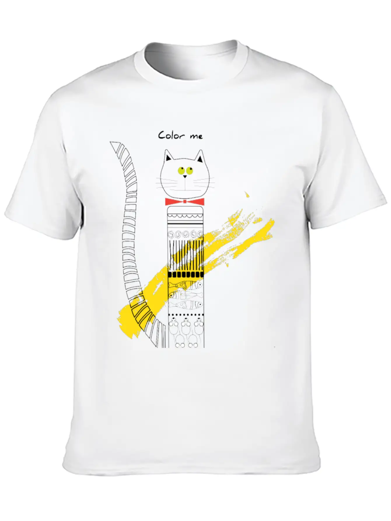 CAT_COLOR ME PLEASE Unisex Short Sleeve Soft Cotton T-Shirt – Casual Everyday Wear