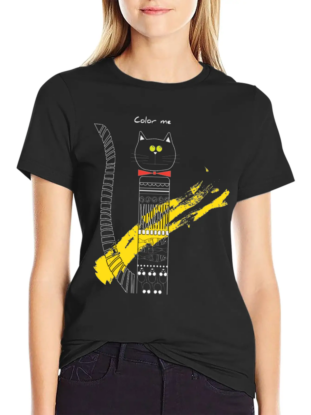 CAT_COLOR ME PLEASE Unisex Short Sleeve Soft Cotton T-Shirt – Casual Everyday Wear