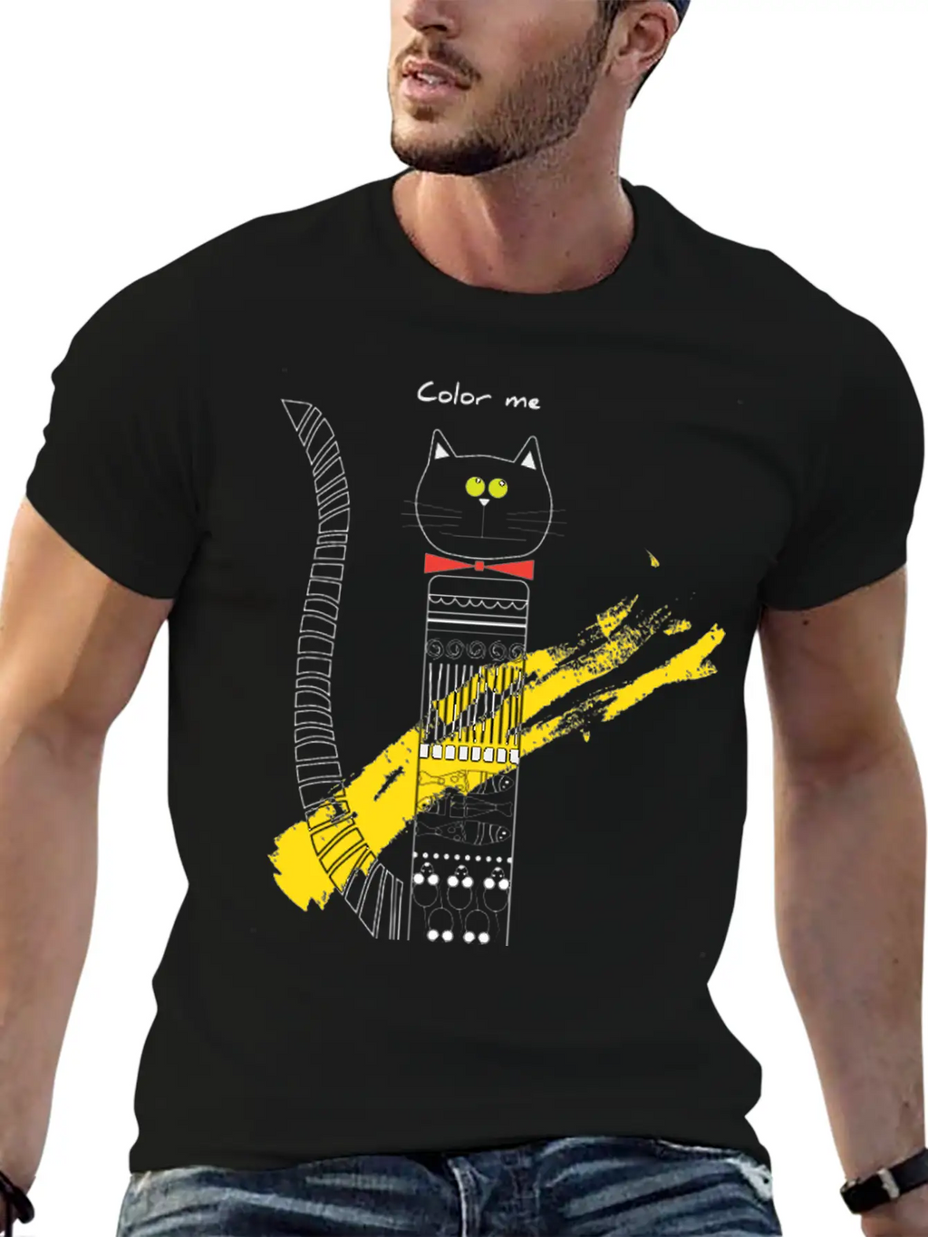 CAT_COLOR ME PLEASE Unisex Short Sleeve Soft Cotton T-Shirt – Casual Everyday Wear