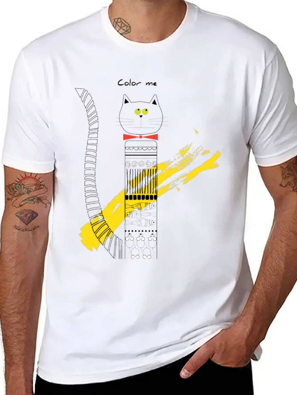 CAT_COLOR ME PLEASE Unisex Short Sleeve Soft Cotton T-Shirt – Casual Everyday Wear