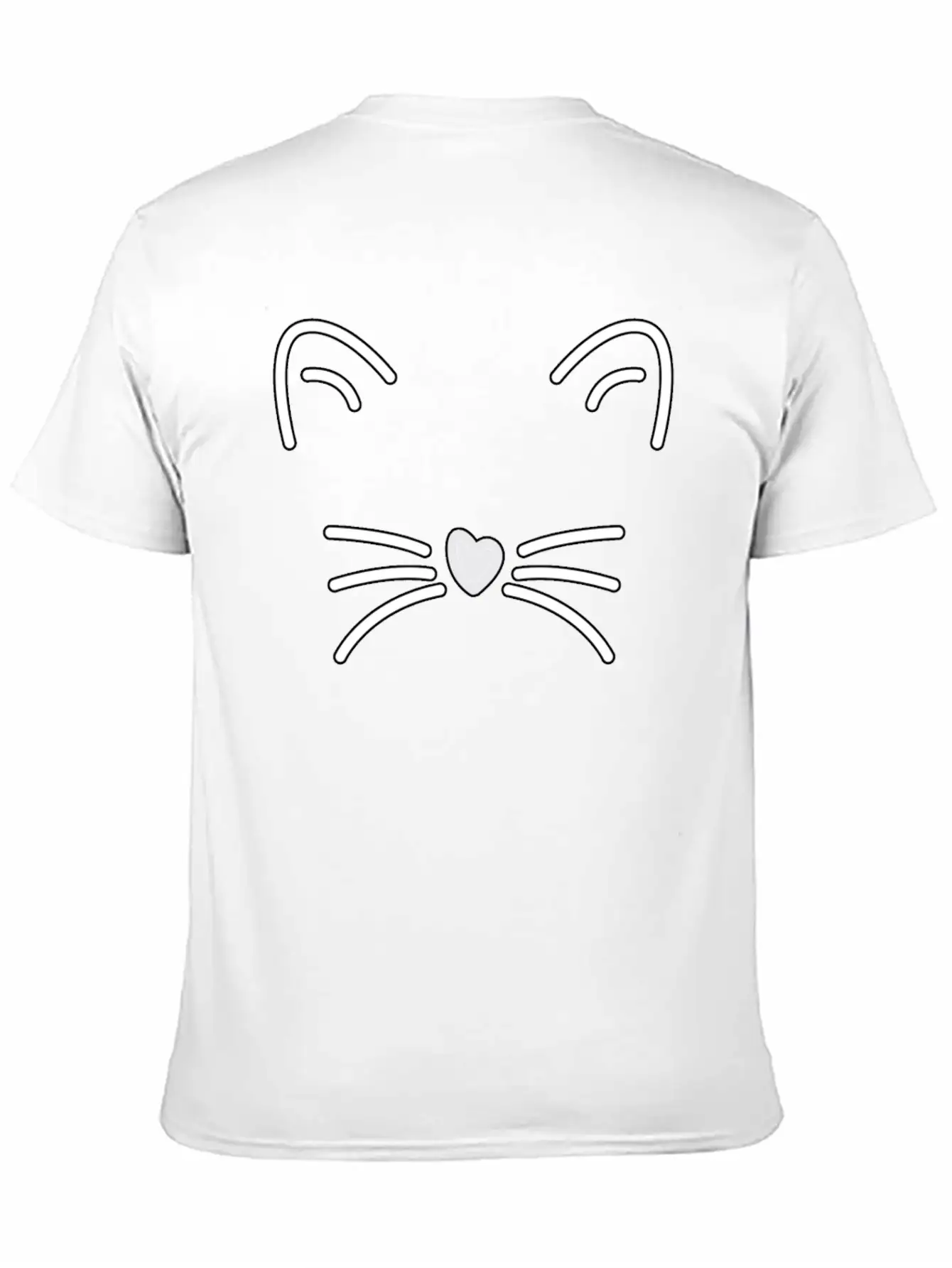 Cat Cute Ears, Heart Shaped Nose Whiskers Present Stylish Everyday T-Shirt – Unisex Basic Cotton Tee