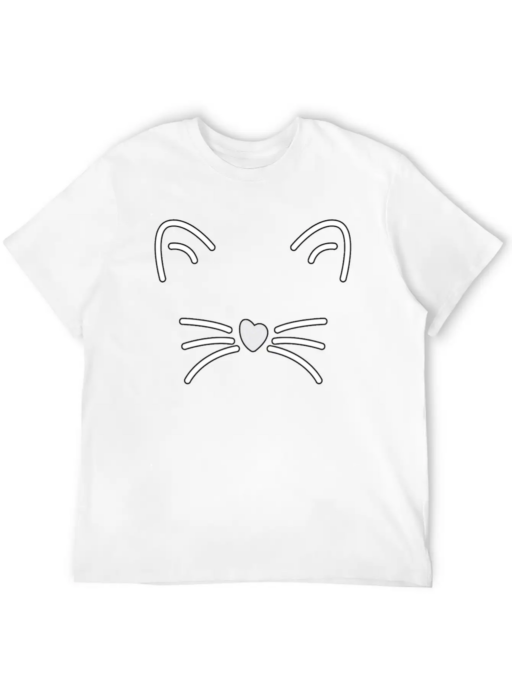 Cat Cute Ears, Heart Shaped Nose Whiskers Present Stylish Everyday T-Shirt – Unisex Basic Cotton Tee