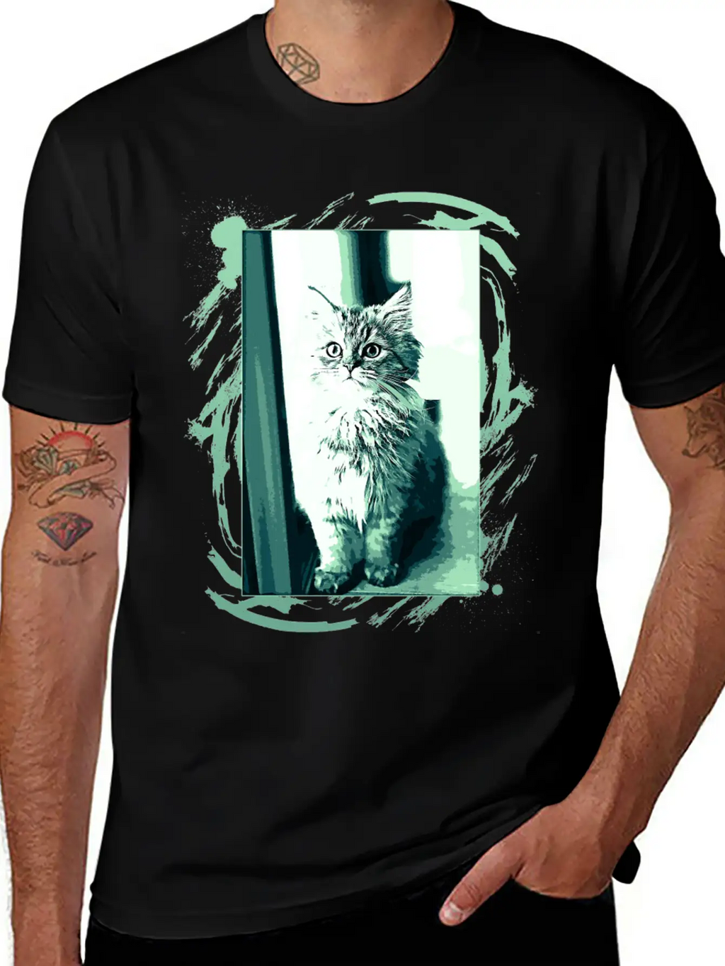Cat Drawing Essential Cotton Tee For Daily Outfits – Unisex Style