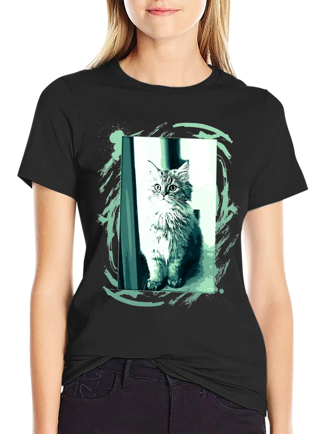 Cat Drawing Essential Cotton Tee For Daily Outfits – Unisex Style