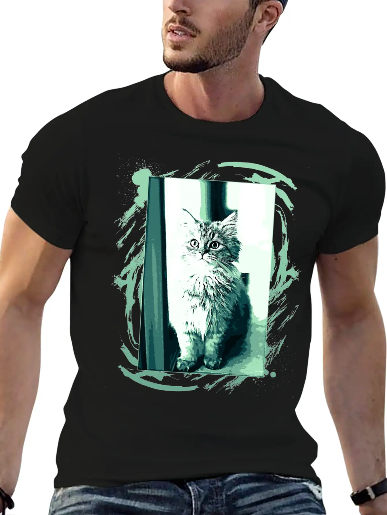 Cat Drawing Essential Cotton Tee For Daily Outfits – Unisex Style