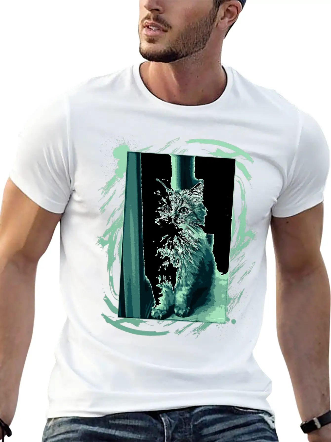 Cat Drawing Essential Cotton Tee For Daily Outfits – Unisex Style