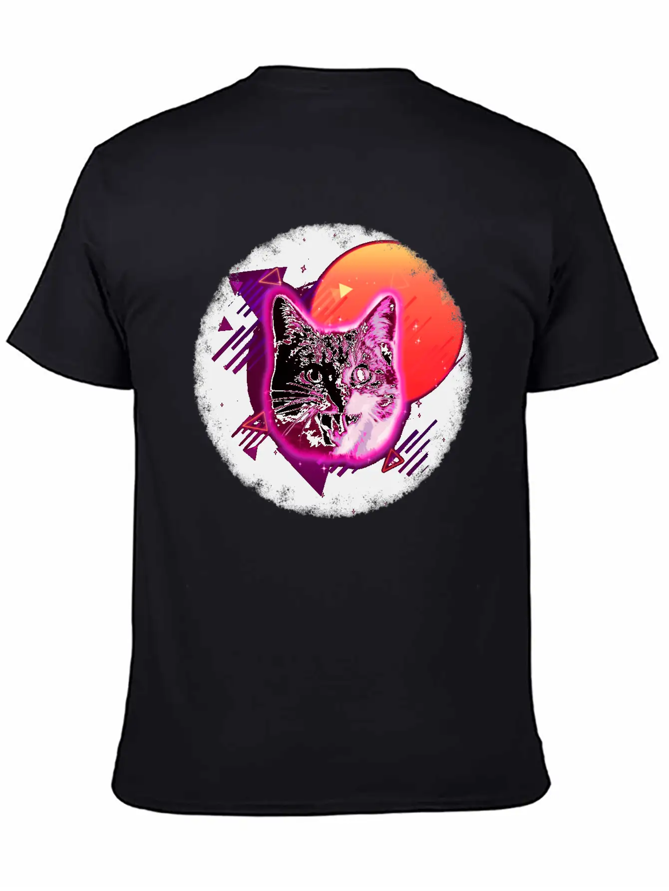 Cat Face Shirt Trippy Rave Neon 80s Disco Vintage Kitty Tee Breathable Soft Cotton T-Shirt – Timeless Casual Look