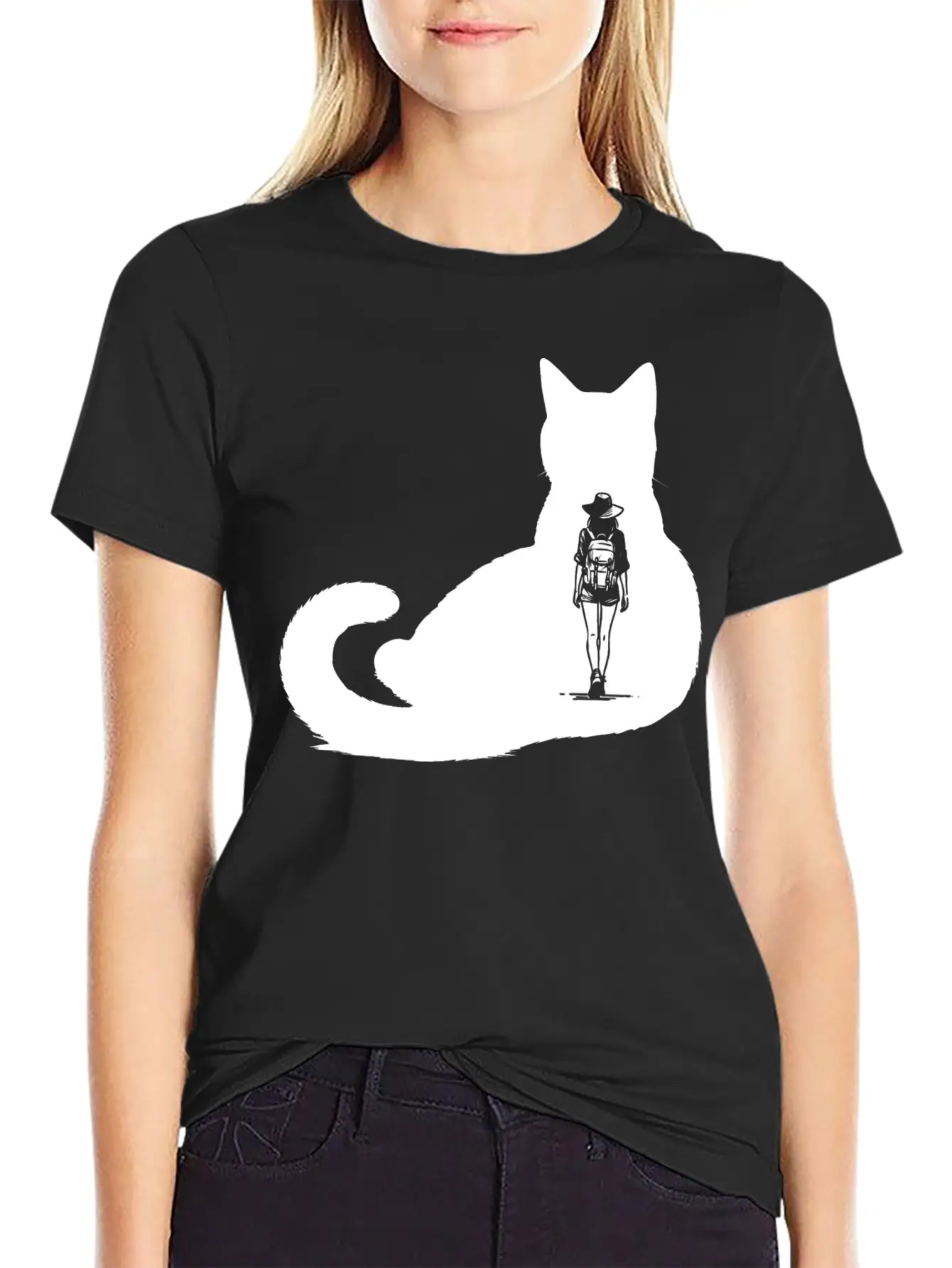 Cat Girl Unisex Short Sleeve Soft Cotton T-Shirt – Casual Everyday Wear