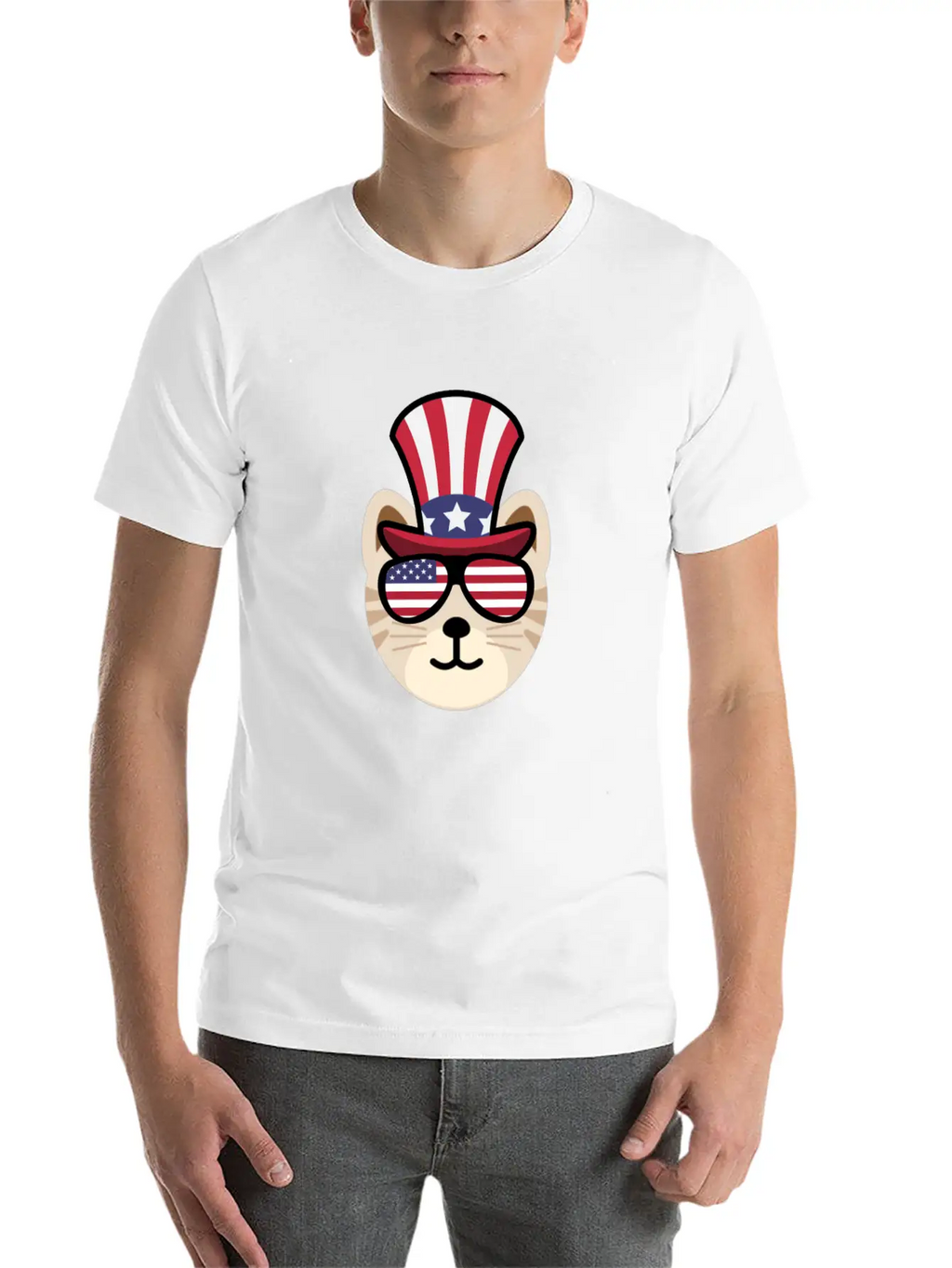 Cat Happy 4th Of July Breathable Soft Cotton T-Shirt – Timeless Casual Look