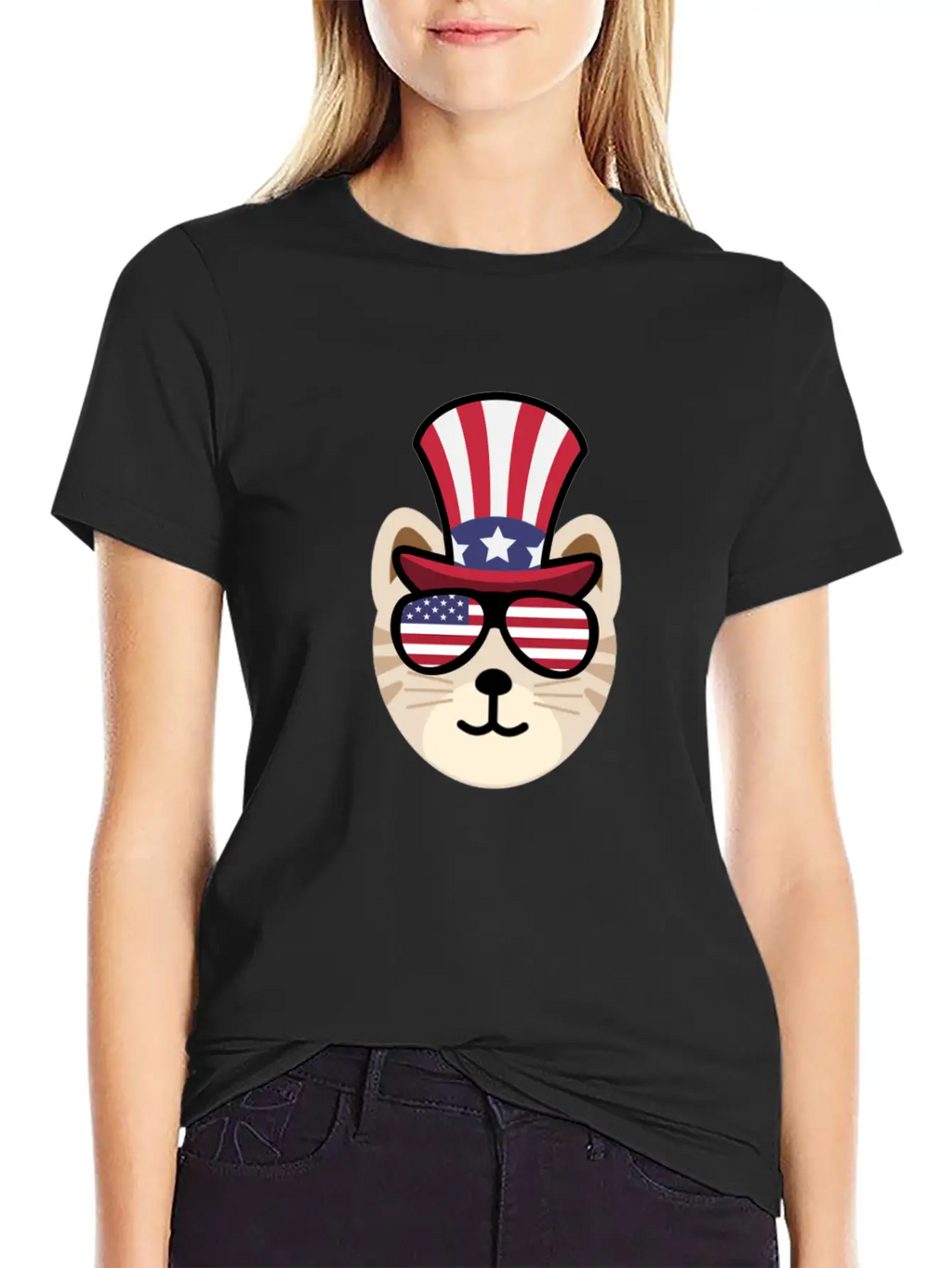 Cat Happy 4th Of July Breathable Soft Cotton T-Shirt – Timeless Casual Look