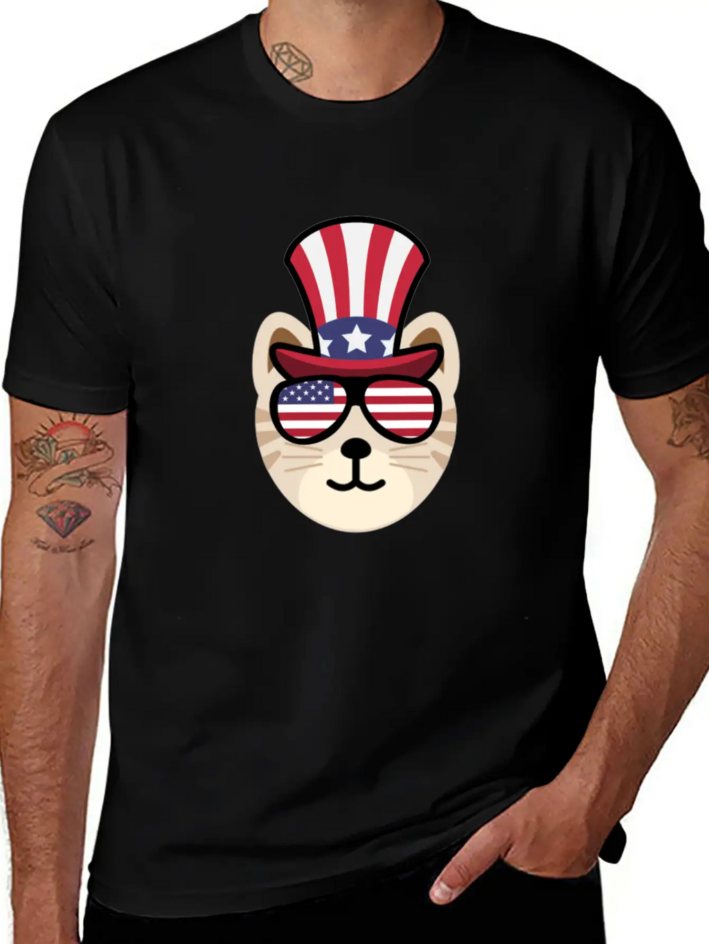 Cat Happy 4th Of July Casual Graphic T-Shirt – Simple And Comfortable Daily Wear