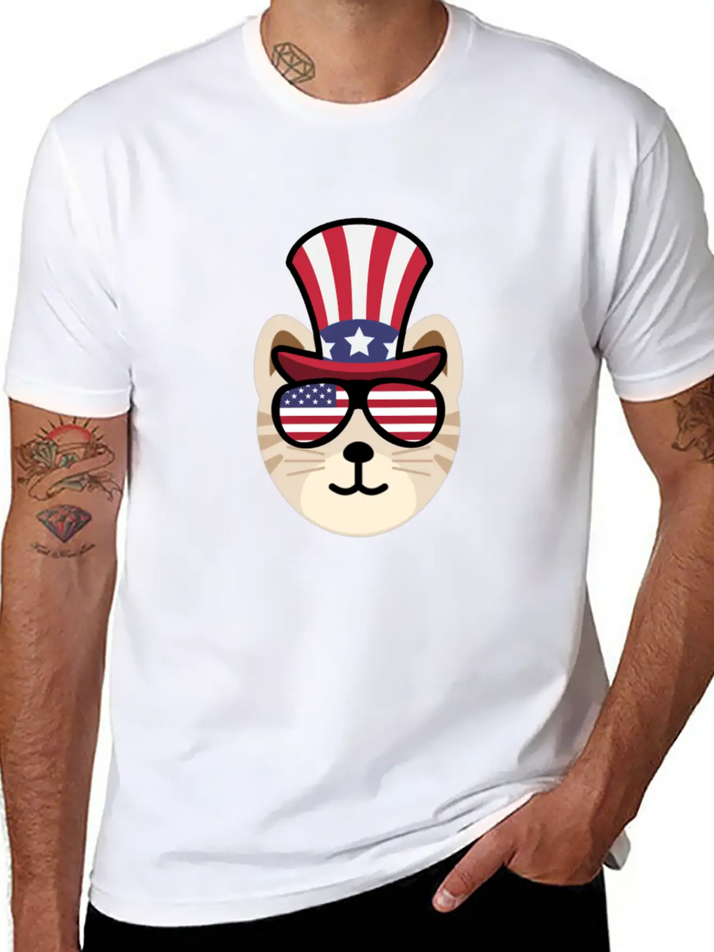 Cat Happy 4th Of July Casual Graphic T-Shirt – Simple And Comfortable Daily Wear