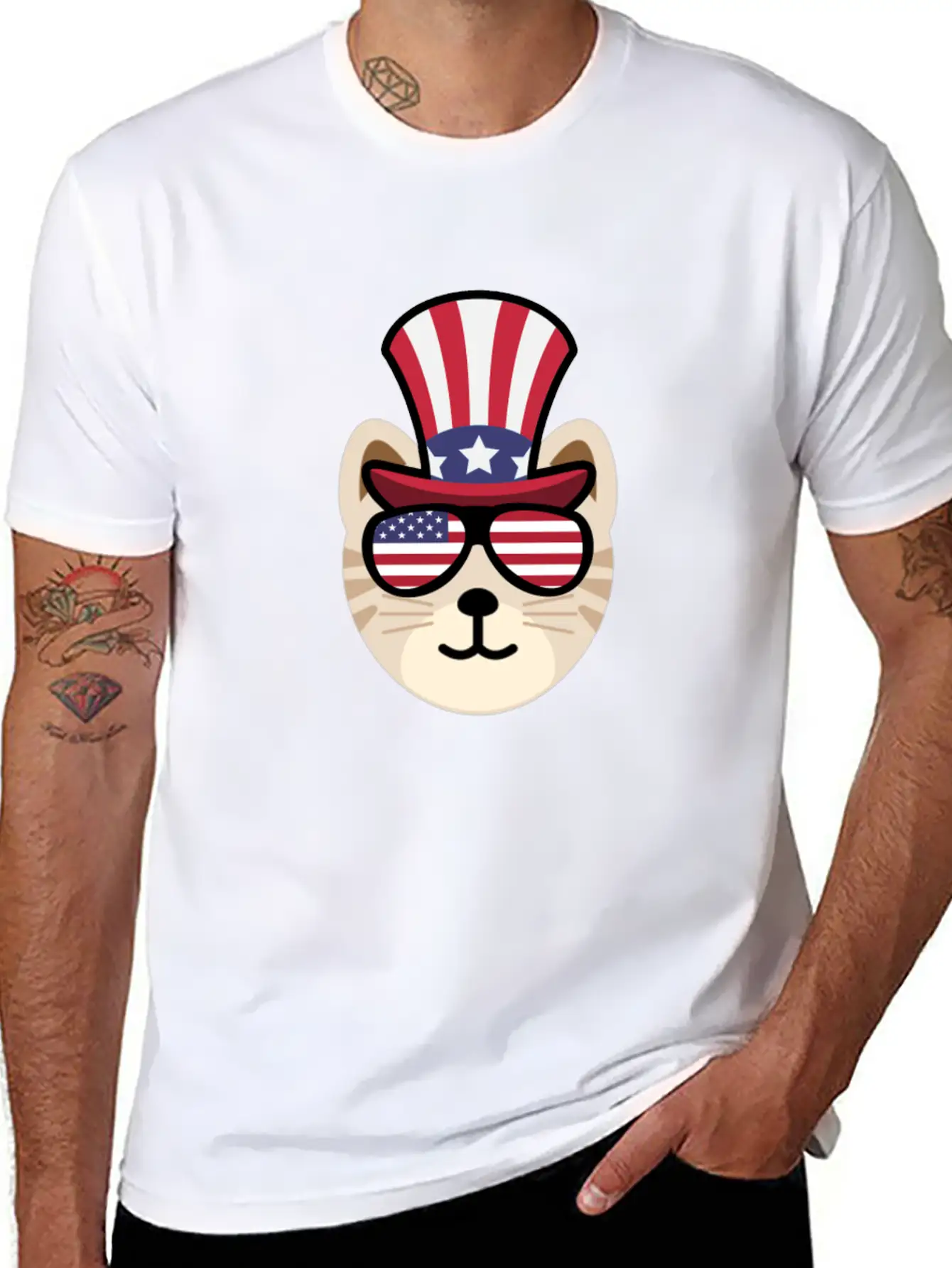 Cat Happy 4th Of July Casual Graphic T-Shirt – Simple And Comfortable Daily Wear