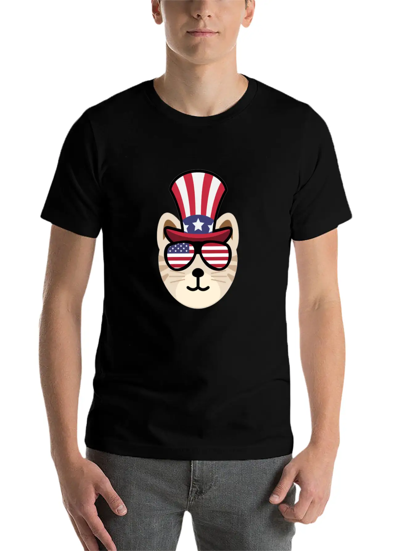 Cat Happy 4th Of July Casual Graphic T-Shirt – Simple And Comfortable Daily Wear