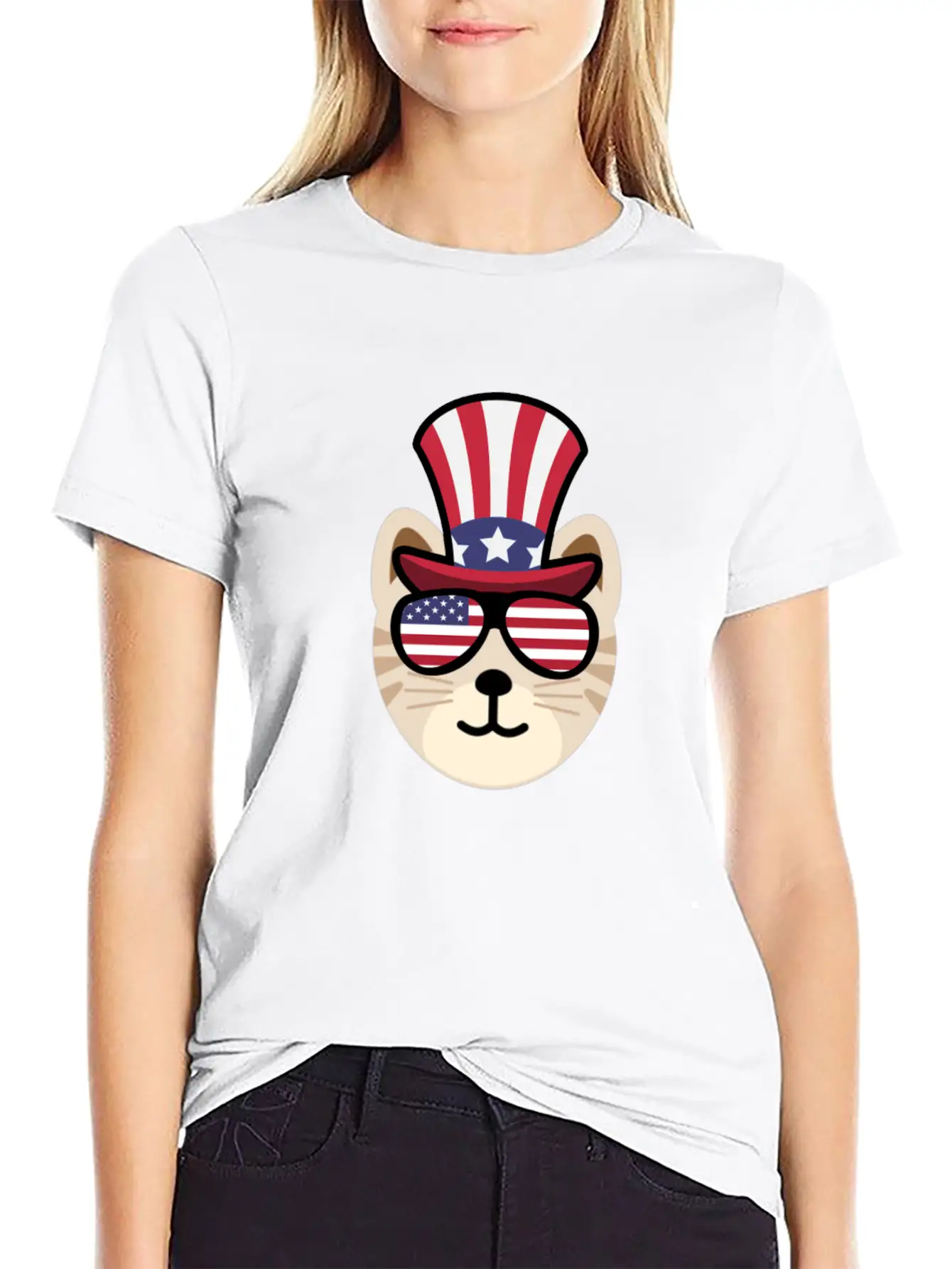 Cat Happy 4th Of July Casual Graphic T-Shirt – Simple And Comfortable Daily Wear