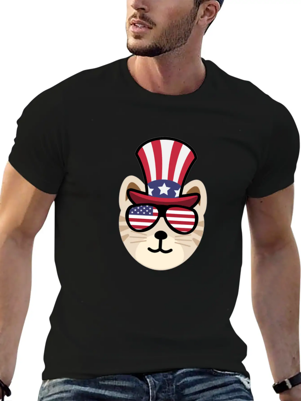 Cat Happy 4th Of July Casual Graphic T-Shirt – Simple And Comfortable Daily Wear