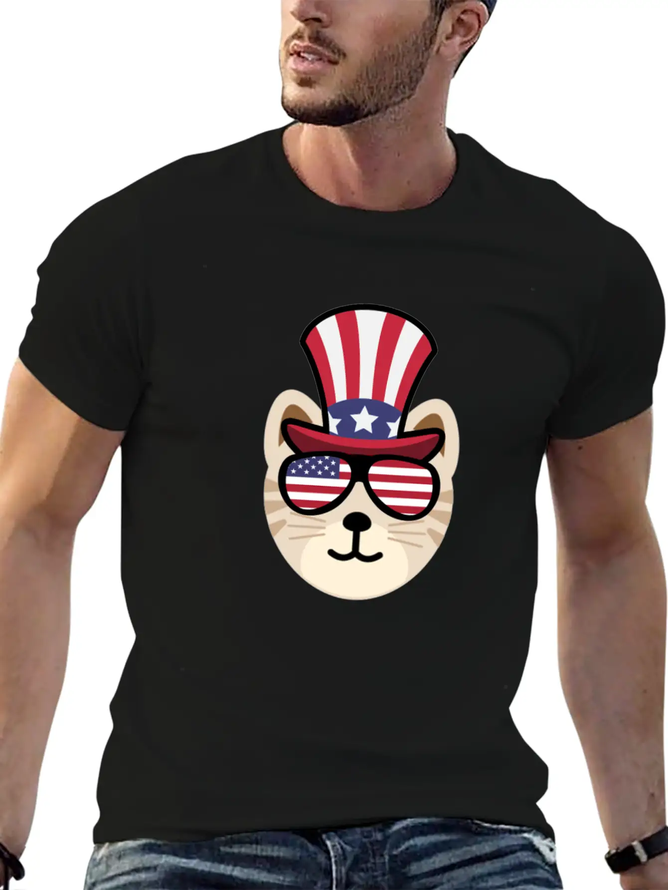 Cat Happy 4th Of July Casual Graphic T-Shirt – Simple And Comfortable Daily Wear