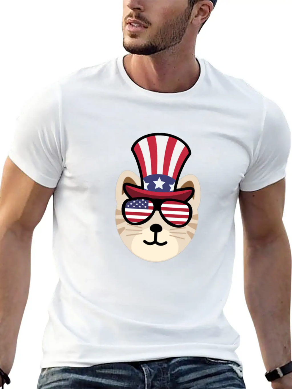 Cat Happy 4th Of July Casual Graphic T-Shirt – Simple And Comfortable Daily Wear