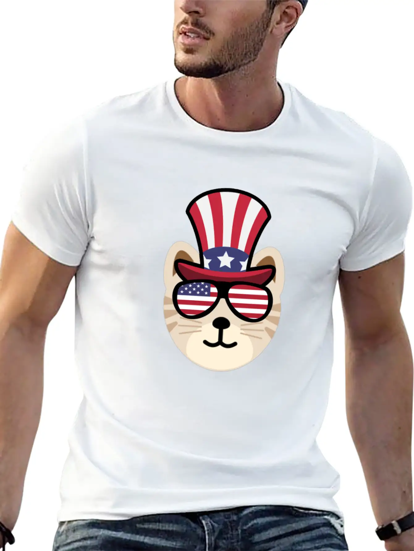 Cat Happy 4th Of July Casual Graphic T-Shirt – Simple And Comfortable Daily Wear