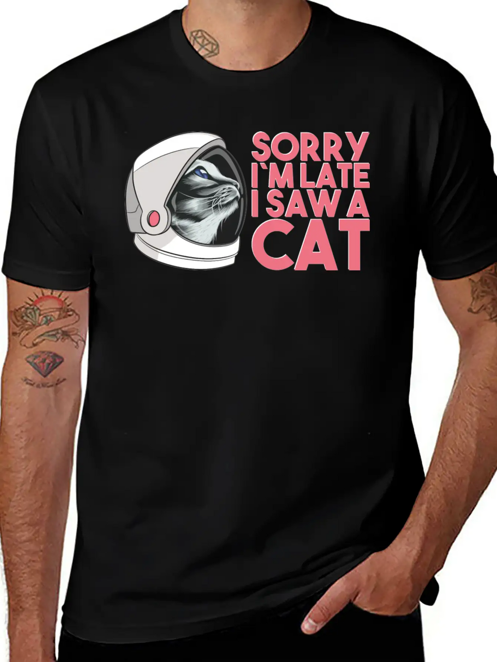 Cat In The Galaxy Like A Astronaut Breathable Soft Cotton T-Shirt – Timeless Casual Look