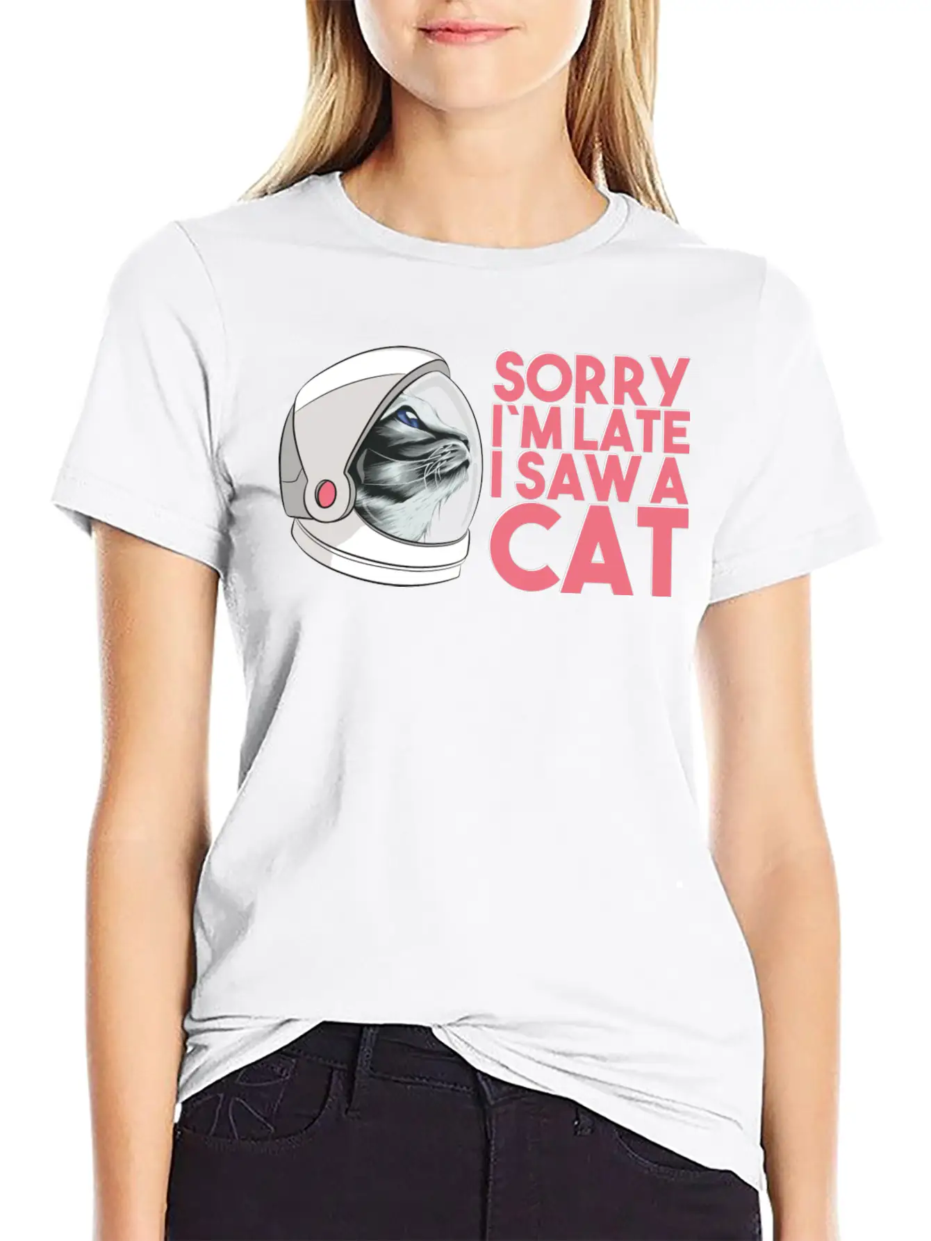Cat In The Galaxy Like A Astronaut Breathable Soft Cotton T-Shirt – Timeless Casual Look