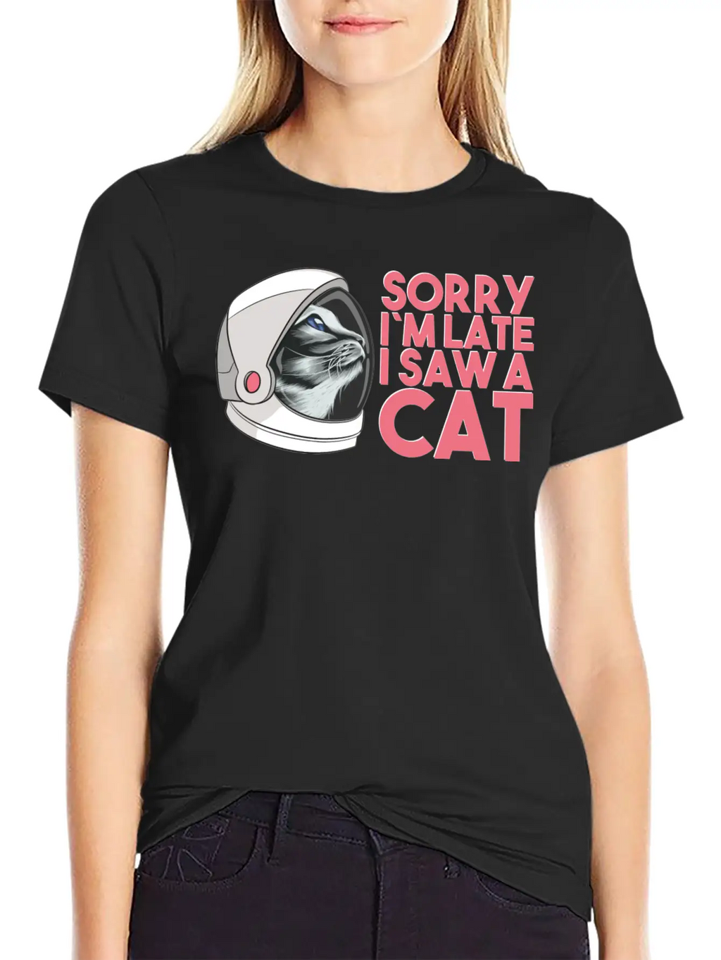 Cat In The Galaxy Like A Astronaut Breathable Soft Cotton T-Shirt – Timeless Casual Look