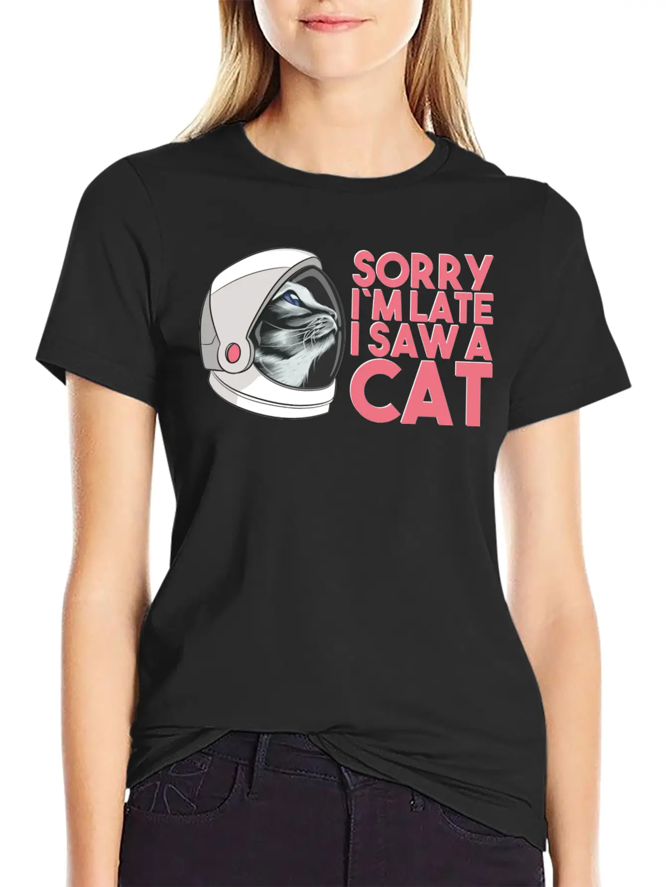 Cat In The Galaxy Like A Astronaut Breathable Soft Cotton T-Shirt – Timeless Casual Look
