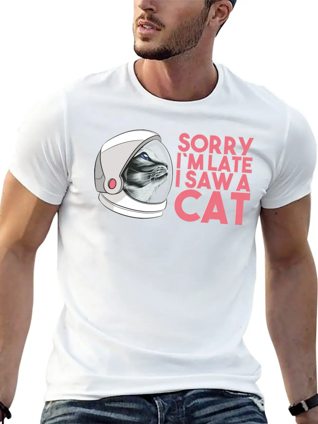 Cat In The Galaxy Like A Astronaut Breathable Soft Cotton T-Shirt – Timeless Casual Look