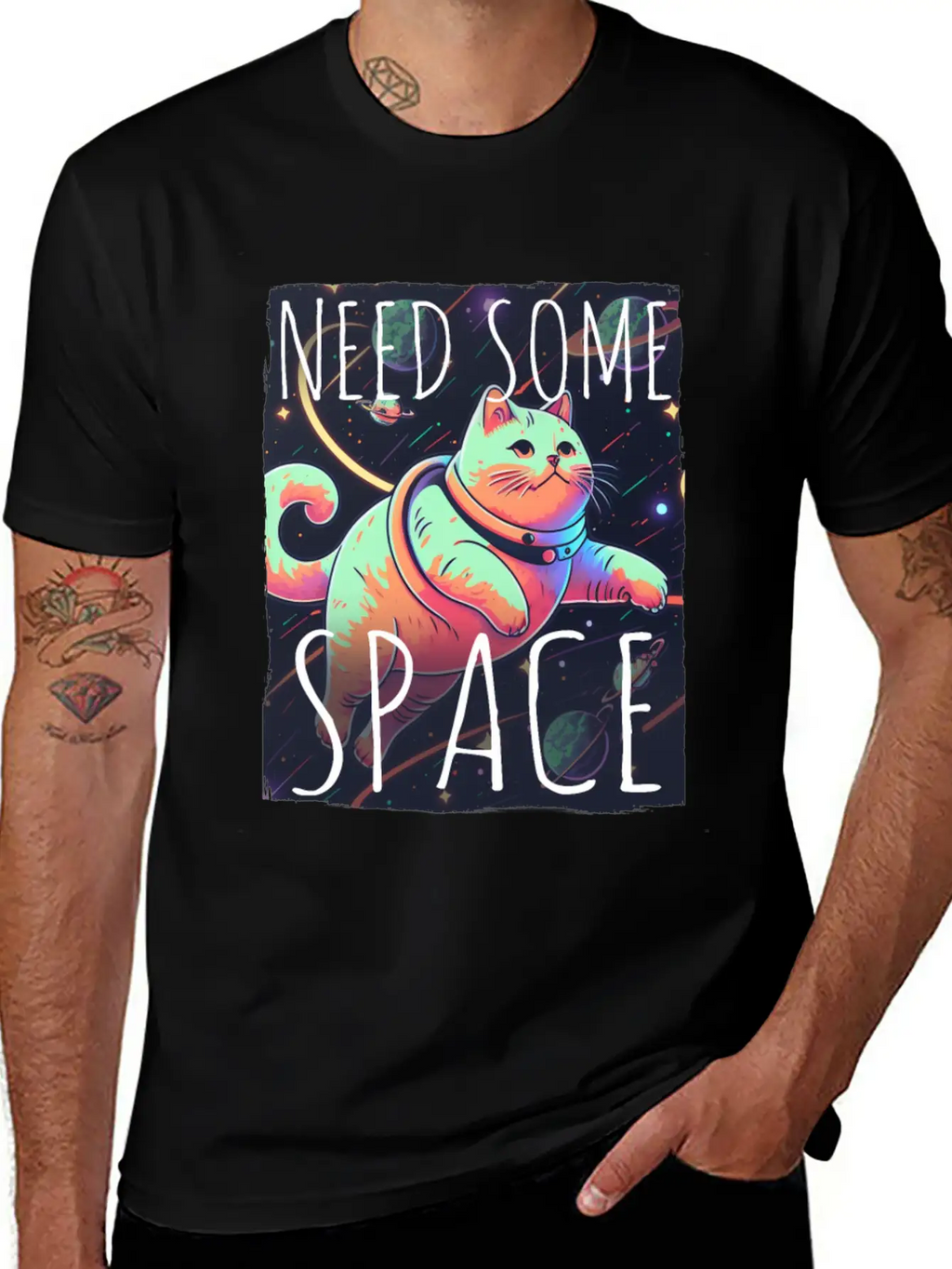 Cat Kitten Space Outer Space Atmosphere Universe Classic Fit Graphic Tee For Daily Comfort – Unisex Cotton Shirt