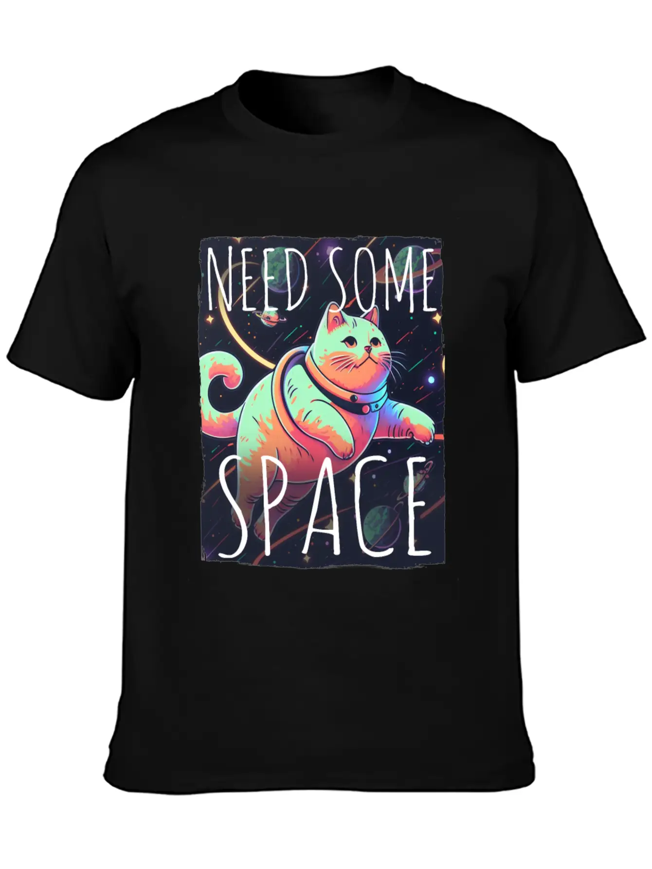 Cat Kitten Space Outer Space Atmosphere Universe Classic Fit Graphic Tee For Daily Comfort – Unisex Cotton Shirt