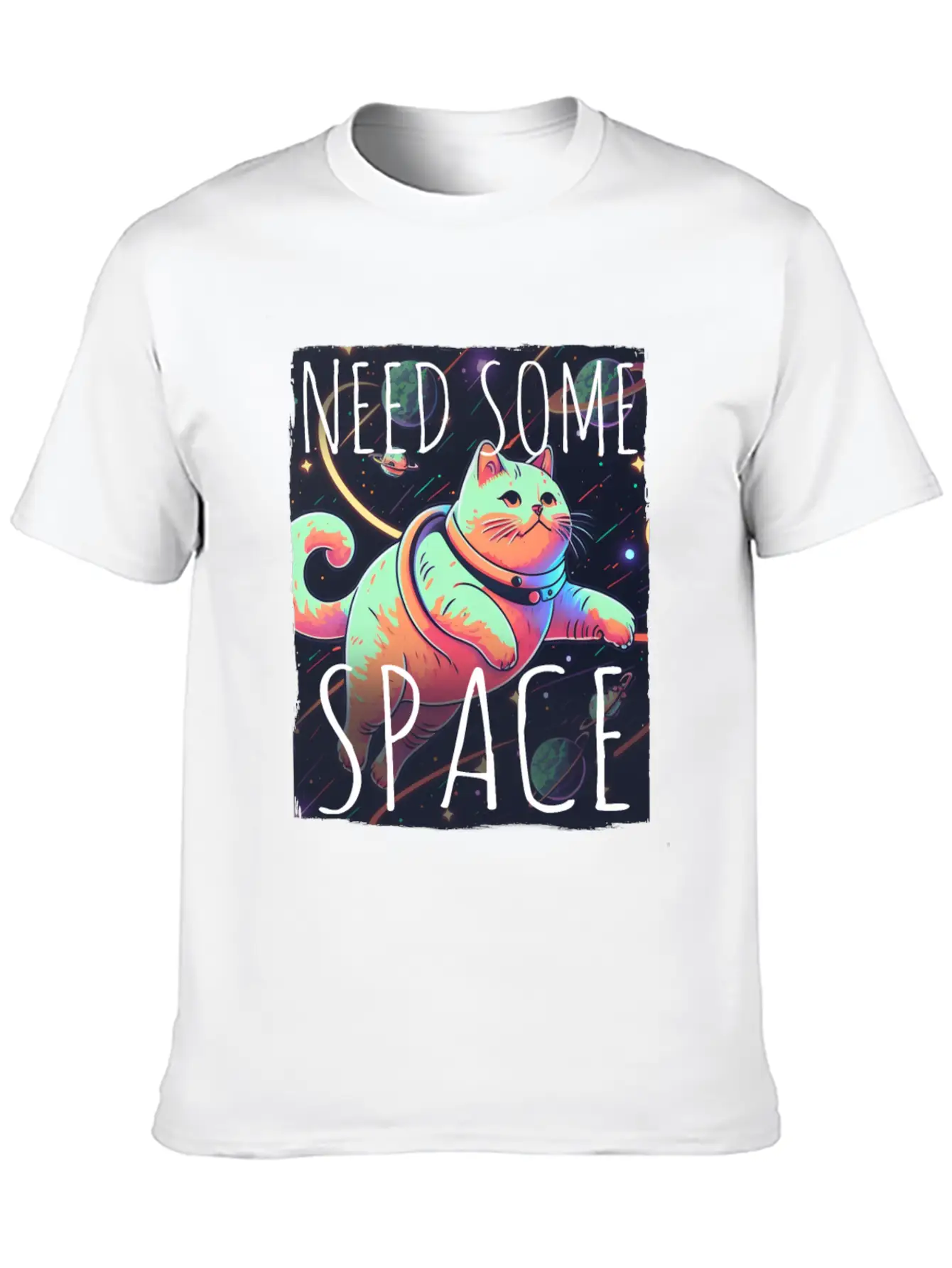 Cat Kitten Space Outer Space Atmosphere Universe Classic Fit Graphic Tee For Daily Comfort – Unisex Cotton Shirt