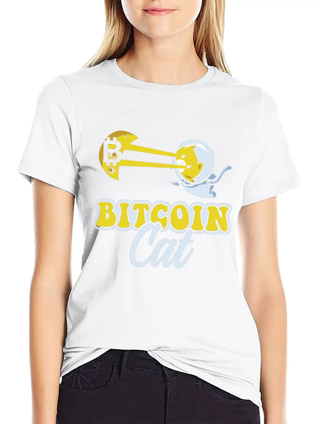 Cat Laser Eyes Bitcoin Crypto BTC Cryptocurrency Unisex Short Sleeve Soft Cotton T-Shirt – Casual Everyday Wear
