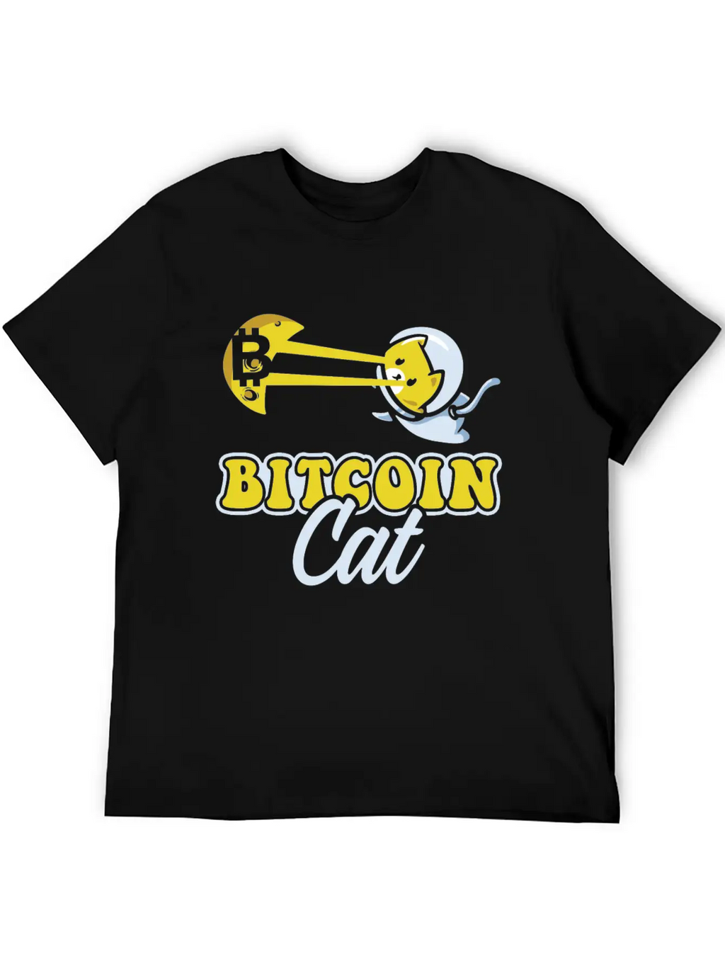 Cat Laser Eyes Bitcoin Crypto BTC Cryptocurrency Unisex Short Sleeve Soft Cotton T-Shirt – Casual Everyday Wear