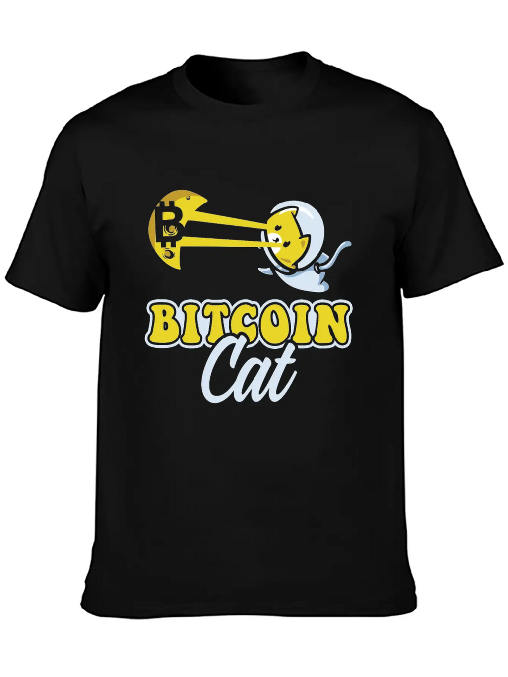 Cat Laser Eyes Bitcoin Crypto BTC Cryptocurrency Unisex Short Sleeve Soft Cotton T-Shirt – Casual Everyday Wear