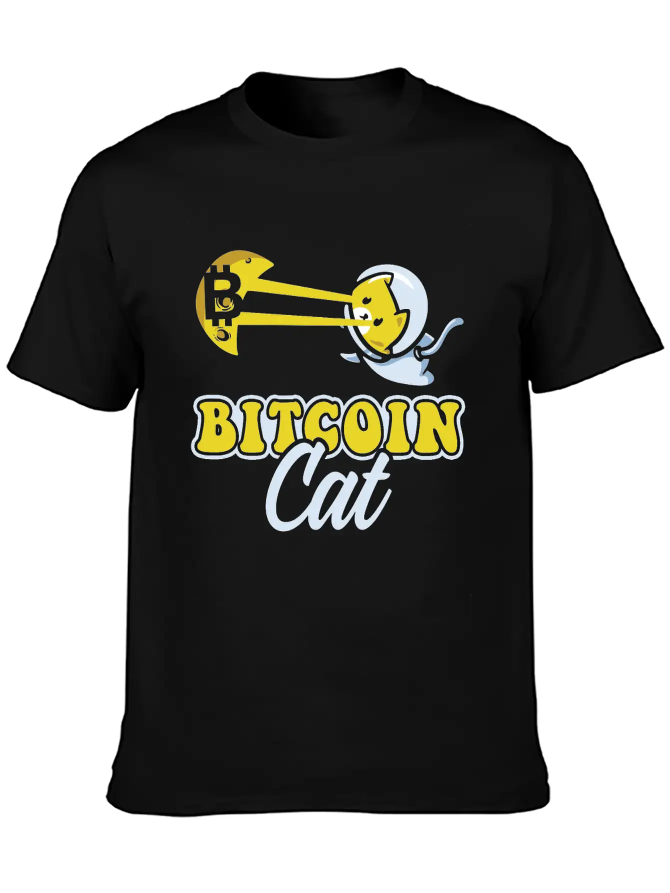 Cat Laser Eyes Bitcoin Crypto BTC Cryptocurrency Unisex Short Sleeve Soft Cotton T-Shirt – Casual Everyday Wear