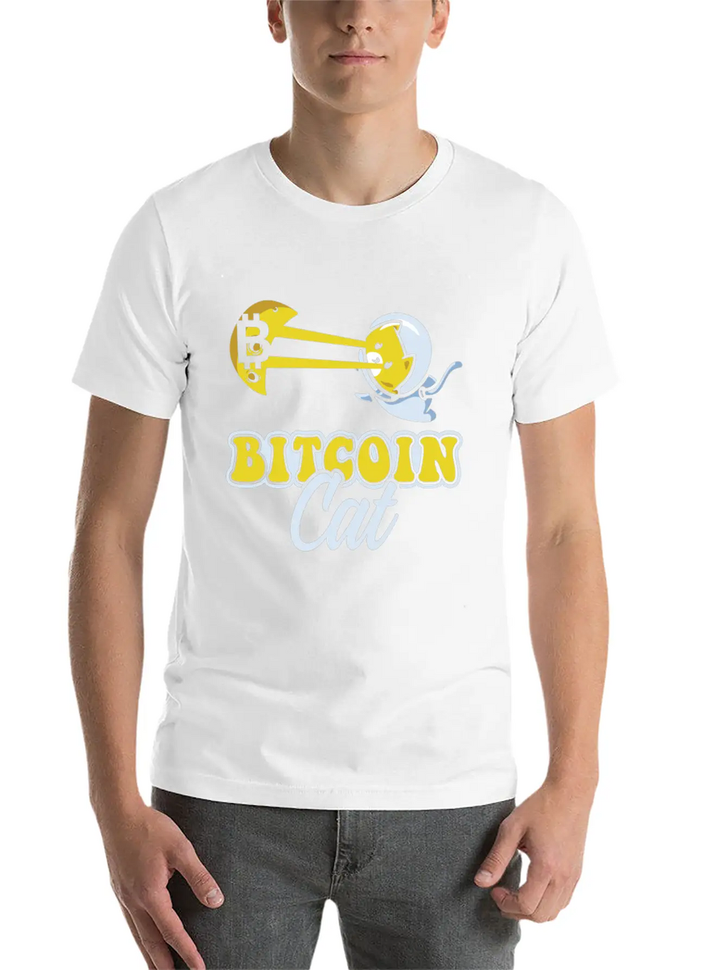 Cat Laser Eyes Bitcoin Crypto BTC Cryptocurrency Unisex Short Sleeve Soft Cotton T-Shirt – Casual Everyday Wear