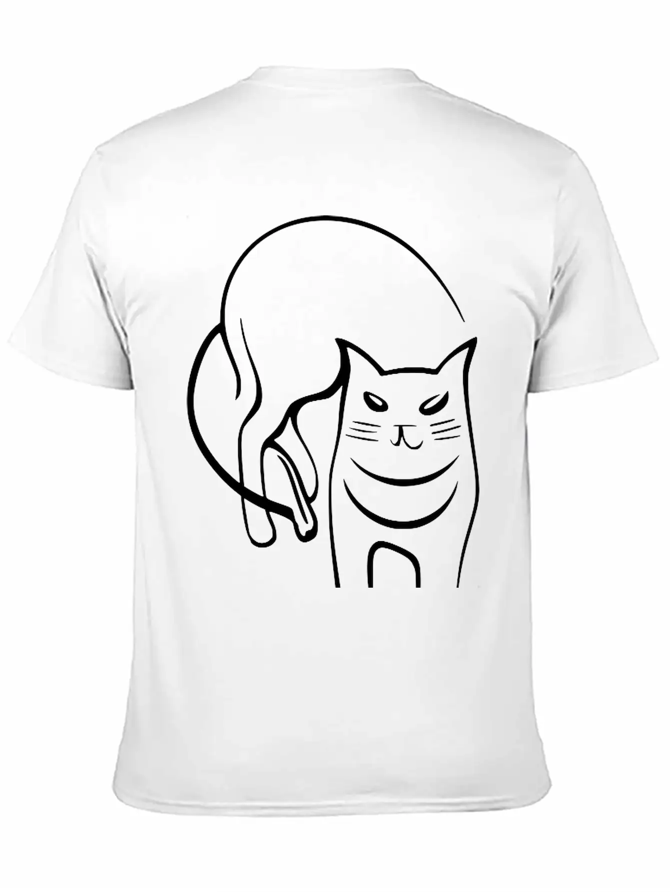 Cat Line Art Sumi-e Vector Single Color Casual Graphic T-Shirt – Simple And Comfortable Daily Wear