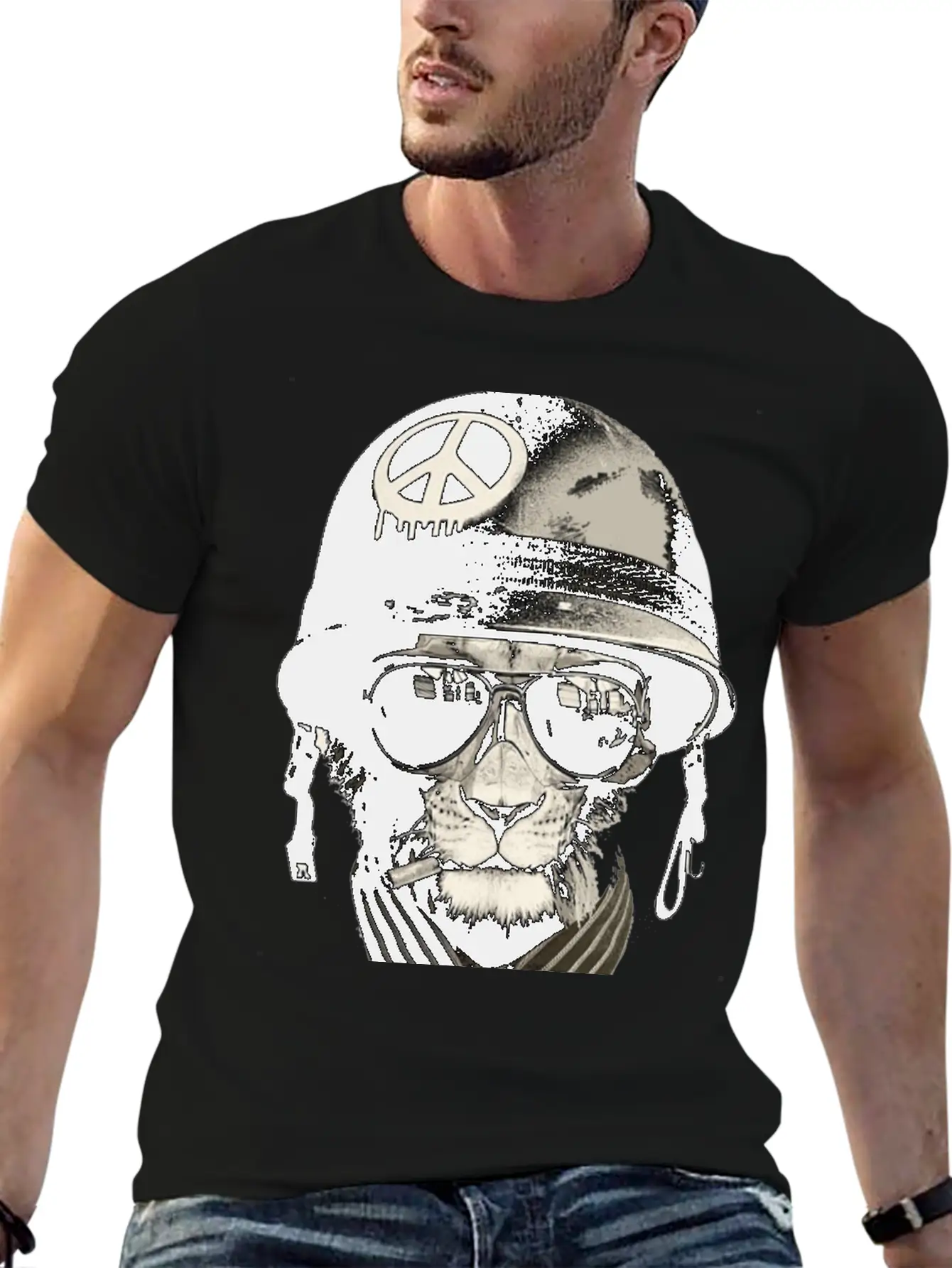 Cat Man - Soldier Casual Graphic T-Shirt – Simple And Comfortable Daily Wear
