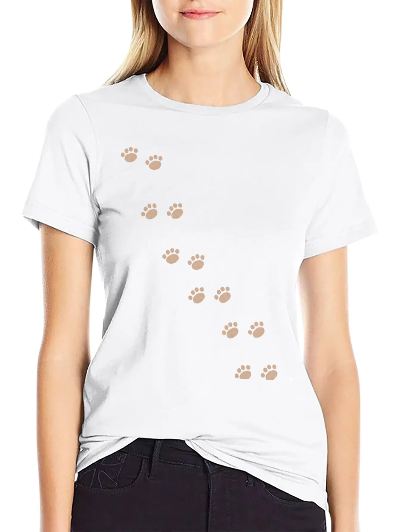 Cat Paw Prints Vintage Distressed (Dark Orange) Unisex Short Sleeve Soft Cotton T-Shirt – Casual Everyday Wear