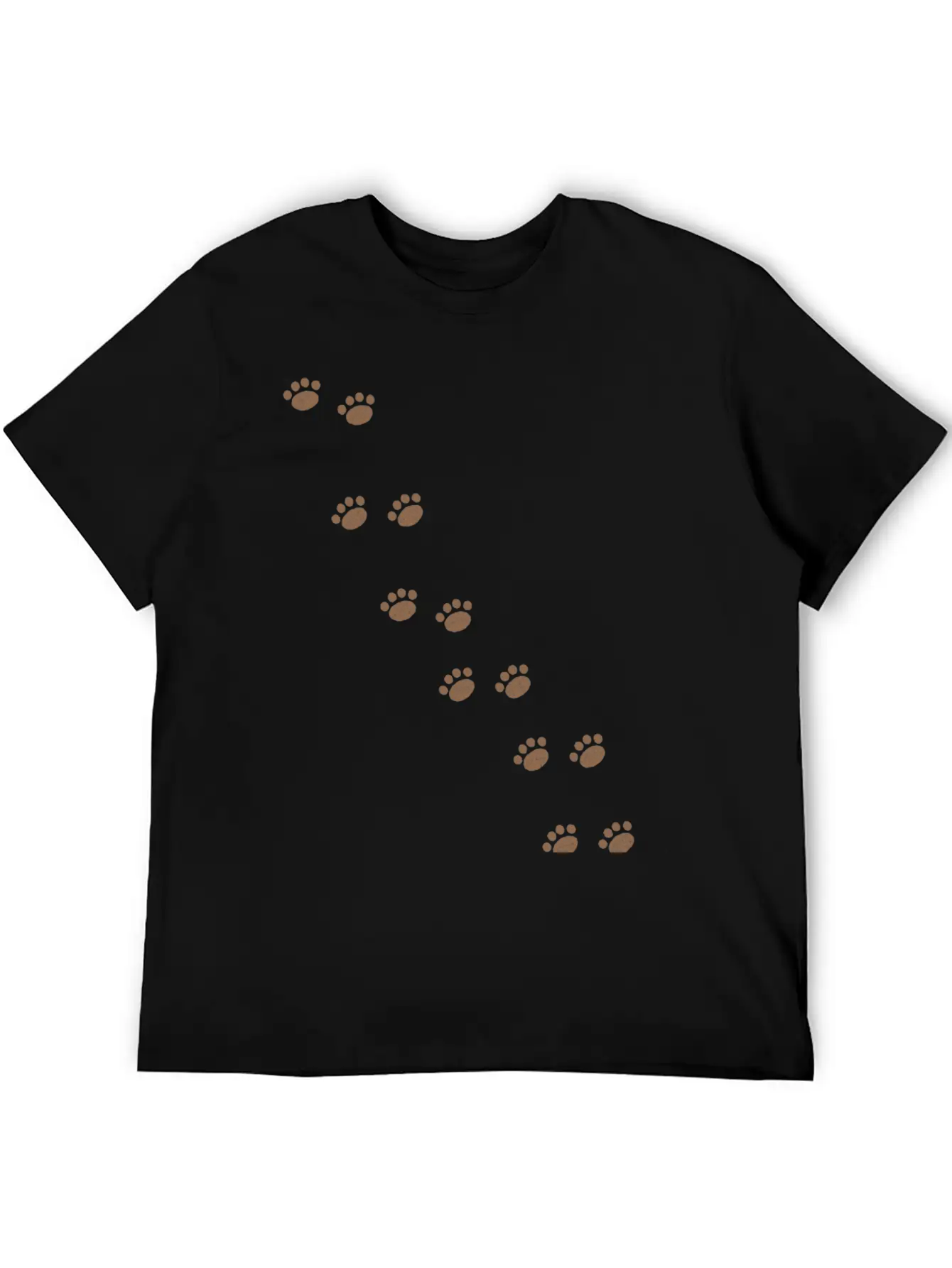 Cat Paw Prints Vintage Distressed (Dark Orange) Unisex Short Sleeve Soft Cotton T-Shirt – Casual Everyday Wear