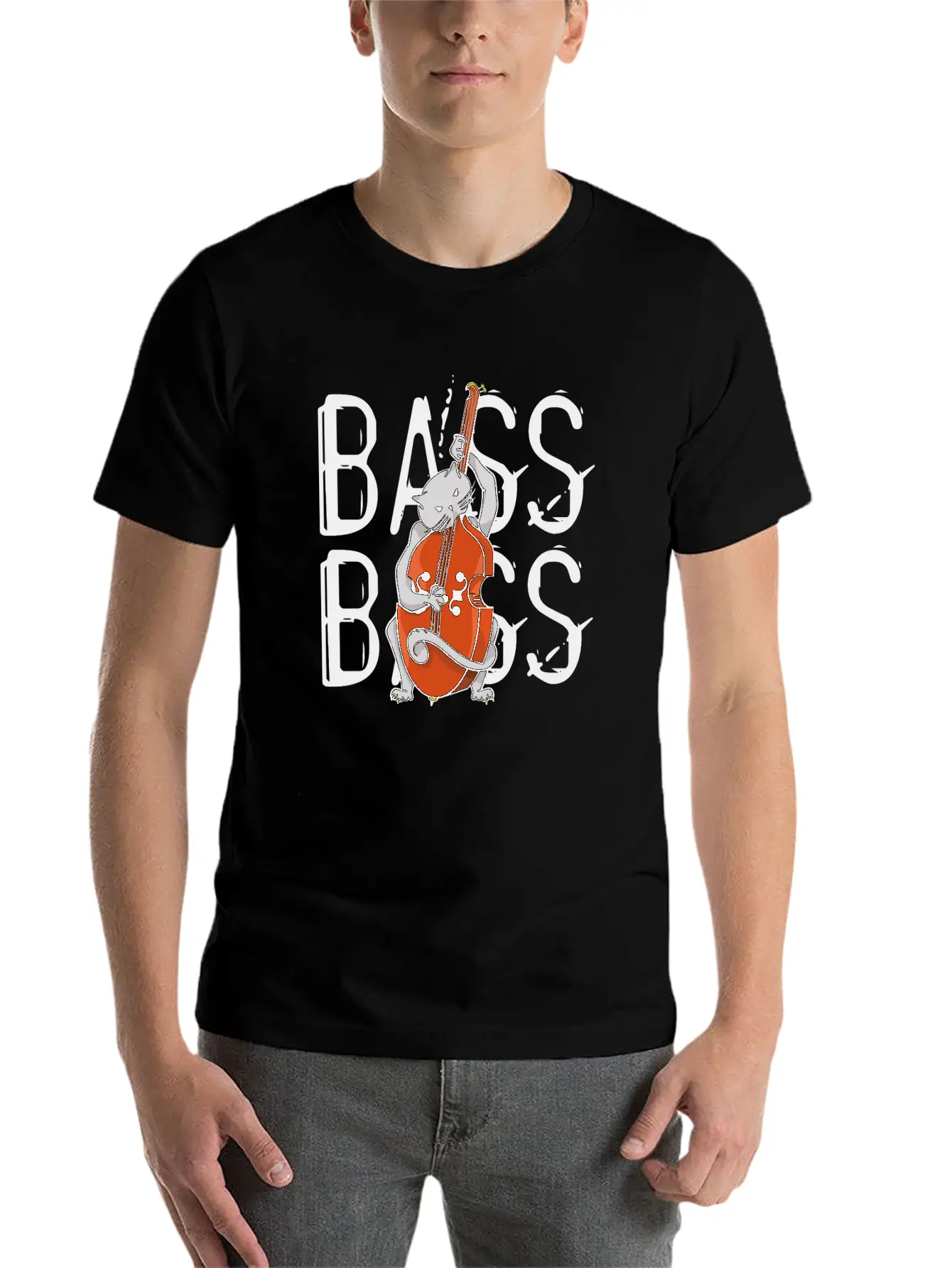 Cat Playing Bass Unisex Casual T-Shirt – Clean Design For Daily Comfort