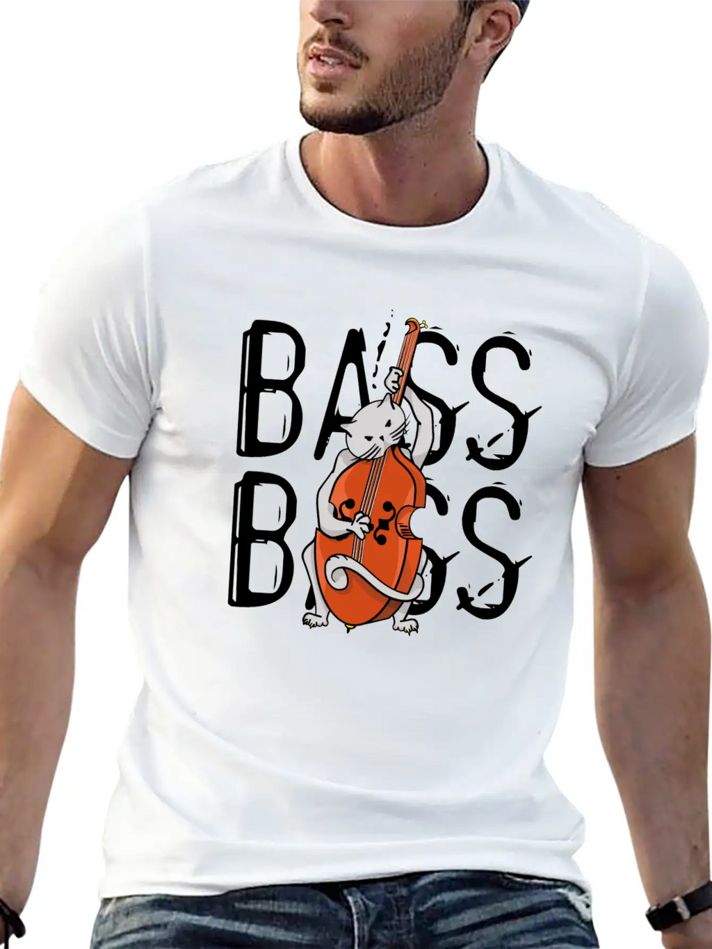 Cat Playing Bass Unisex Casual T-Shirt – Clean Design For Daily Comfort