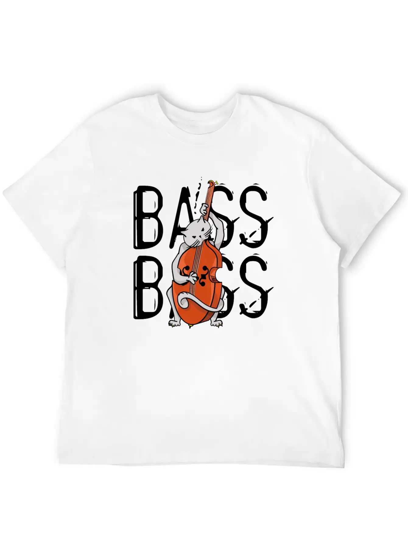 Cat Playing Bass Unisex Casual T-Shirt – Clean Design For Daily Comfort