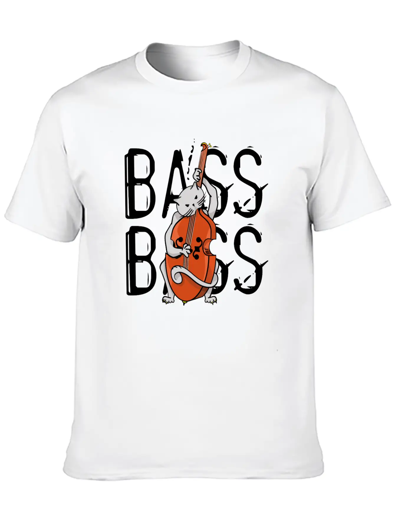 Cat Playing Bass Unisex Casual T-Shirt – Clean Design For Daily Comfort