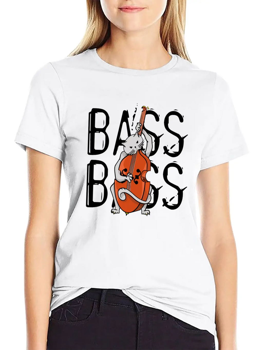 Cat Playing Bass Unisex Casual T-Shirt – Clean Design For Daily Comfort