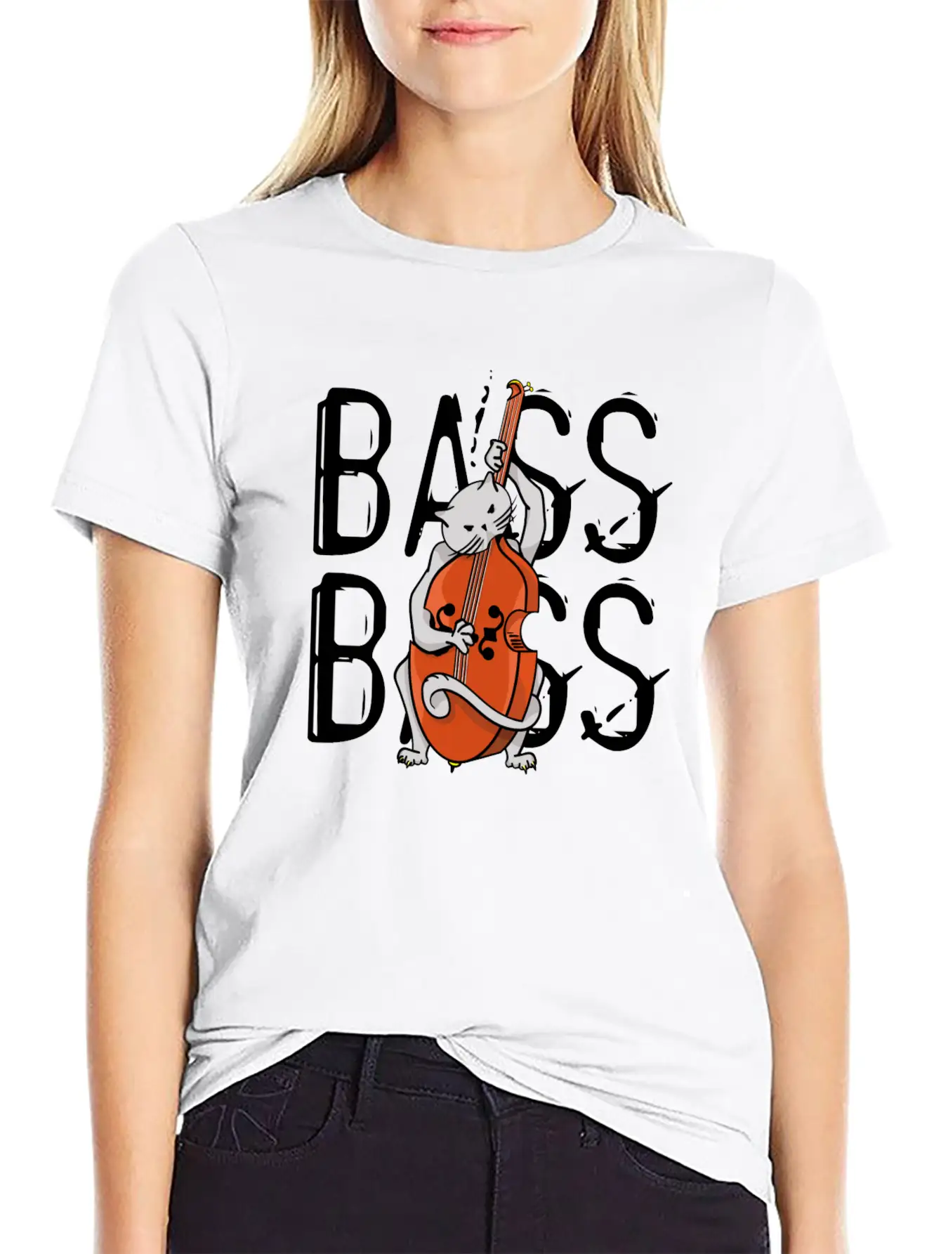 Cat Playing Bass Unisex Casual T-Shirt – Clean Design For Daily Comfort