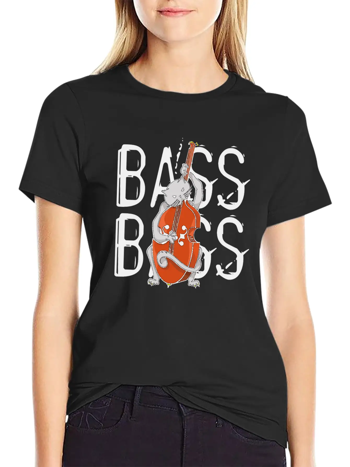 Cat Playing Bass Unisex Casual T-Shirt – Clean Design For Daily Comfort